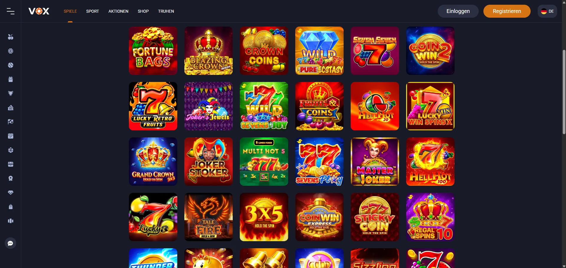 VOX Casino Spiele